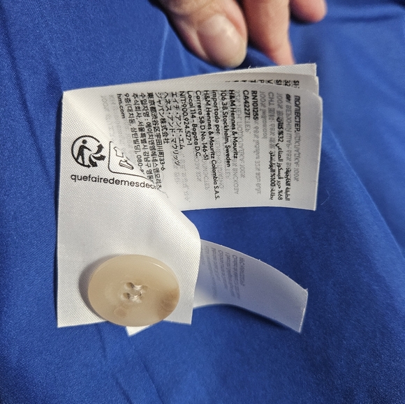 H&M Single-breasted Linen-blend Blazer- royal Blue- S - Picture 5 of 8